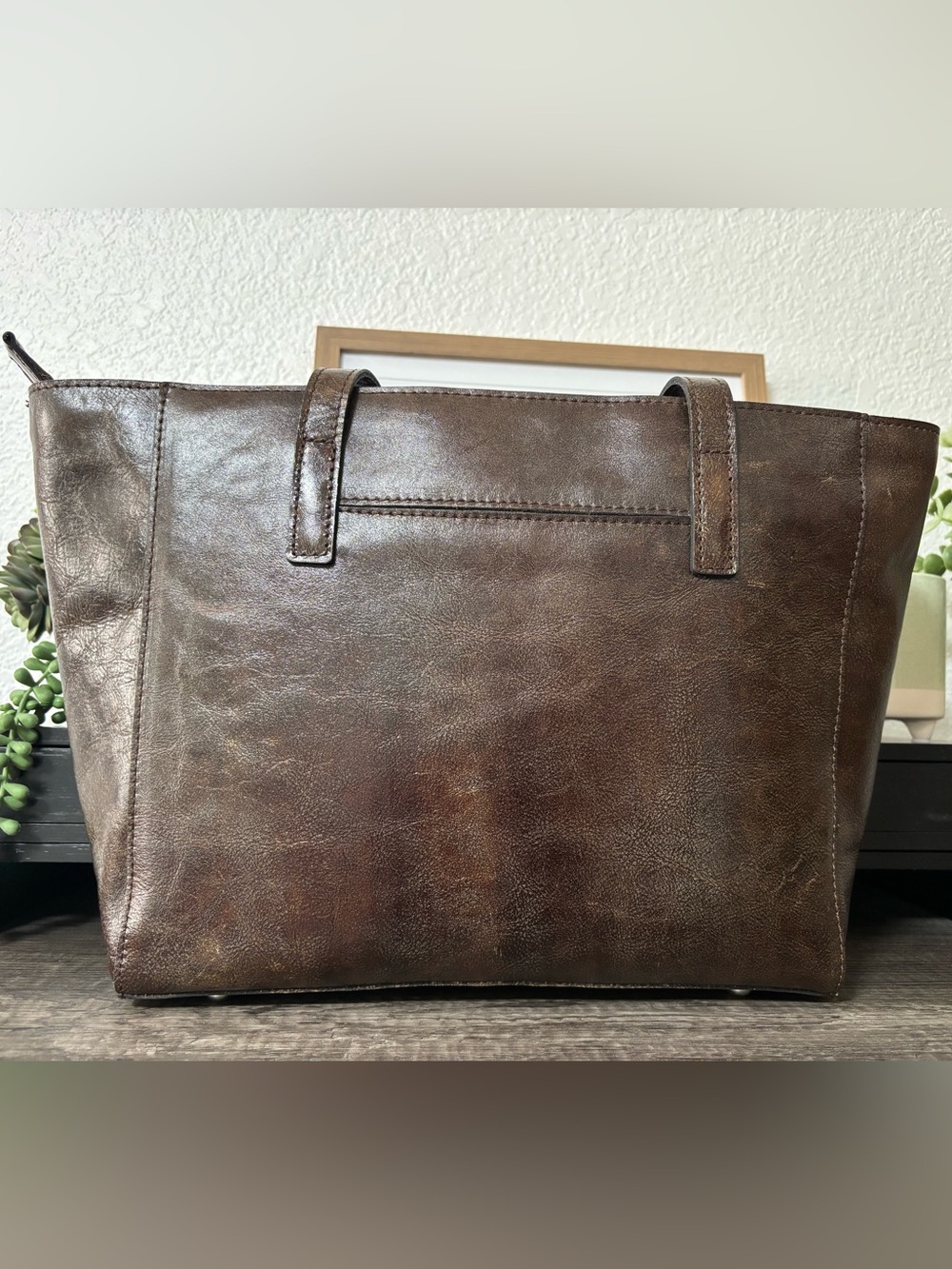 Patricia Nash Brown and Turquoise Tooled Floral Tote - Picture 3 of 10